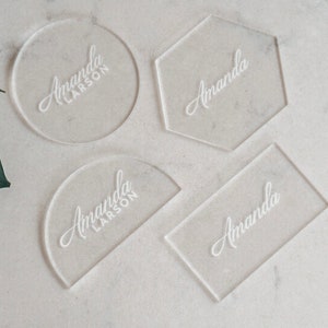 10pc Engraved Acrylic Wedding Place Cards | Wedding Guest Escort Card | Hexagon Place Cards | Table Setting Wedding Decor | Acrylic Seating