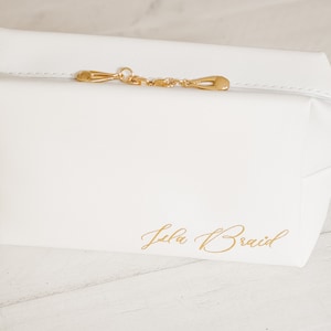 Personalized Makeup Bag Toiletry Bag Bridesmaid Bag bridesmaid Proposal Personalized Clutch Cosmetic Bag Pouch Be My Bridesmaid White (Standard)