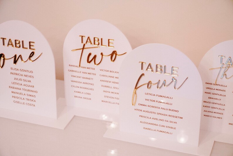 Arched Acrylic Seating Chart Freestanding Table Assignments Etsy