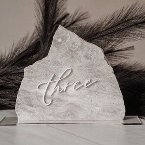 Stone Marble Table Numbers | Wedding Table Numbers | Natural Stone Table Setting | Rustic Wedding Decor | Modern Wedding | Event Table Decor