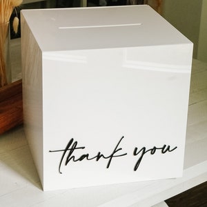 Clear 10 in Acrylic Wedding Gift Money Card Box with Lock Key and Thank You  Sign