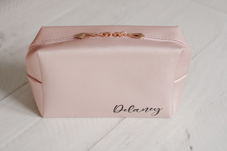 Personalized Makeup Bag Toiletry Bag Bridesmaid Bag bridesmaid Proposal Personalized Clutch Cosmetic Bag Pouch Be My Bridesmaid Blush (Standard)