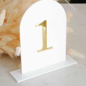Acrylic Wedding Table Numbers | 5x7 Mirrored Acrylic Table Numbers | Event Table Setting | Modern Wedding Sign | Arched Gold Table Decor