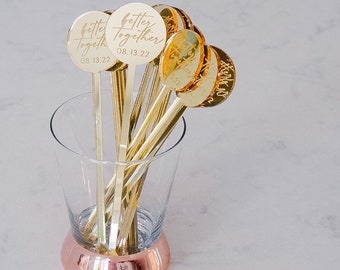 Set of 10 Personalized Acrylic Stir Sticks | Custom Cocktail Stirrers | Acrylic Swizzle Sticks | Wedding Bar Menu Sign Stir Stick