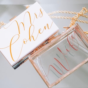 Personalized Bridal Clutch | Bride Clutch | Bridesmaid Clutch | Wedding Purse | Bride Gift | Wedding Gift | Acrylic Clutch | Box Bag
