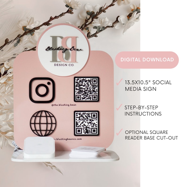 Digital Download QR Sign Modern Social Media Sign | 10.5x13.5 Acrylic ...
