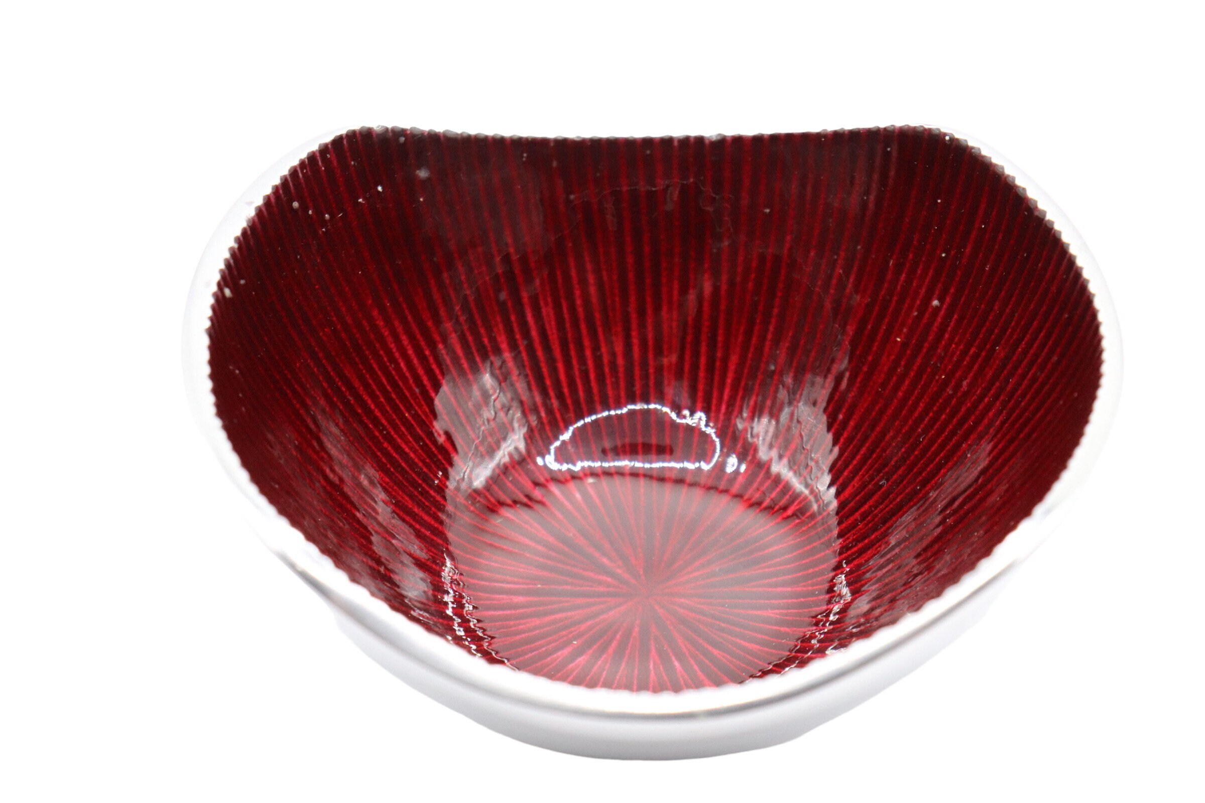 Simplydesignz Modern Metals bodoni Burgundy Nut Bowl With Original Box