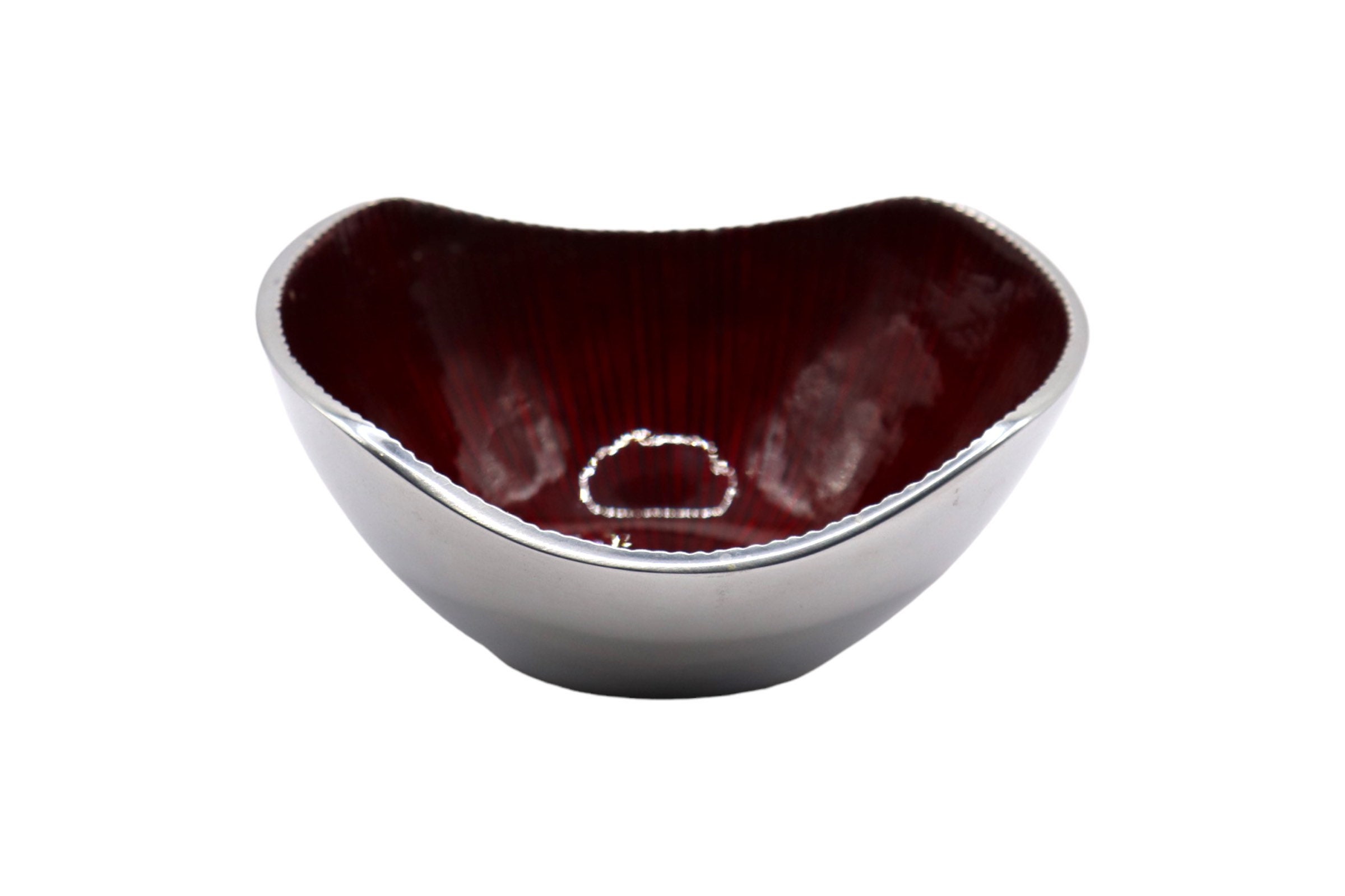 Simplydesignz Modern Metals bodoni Burgundy Nut Bowl With Original Box