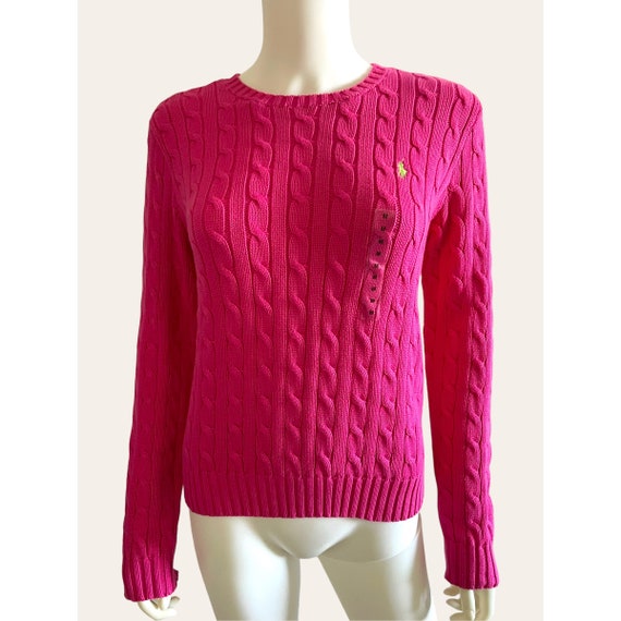 New With Tags Womens Ralph Lauren Fuchsia Cable Knit Sweater Medium -   Canada