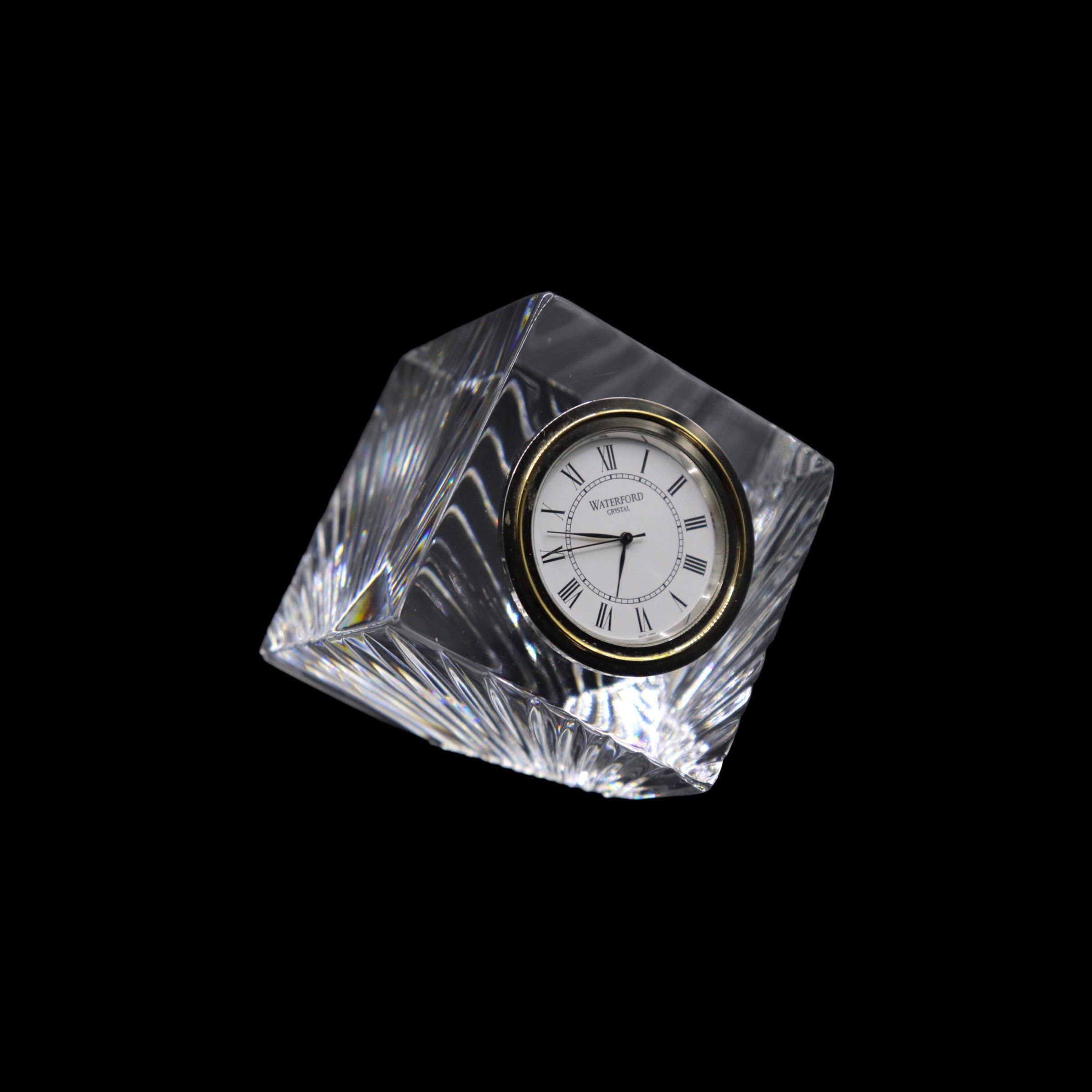 Waterford Crystal meridian Cube Quartz Desk Clock UNTESTED Etsy