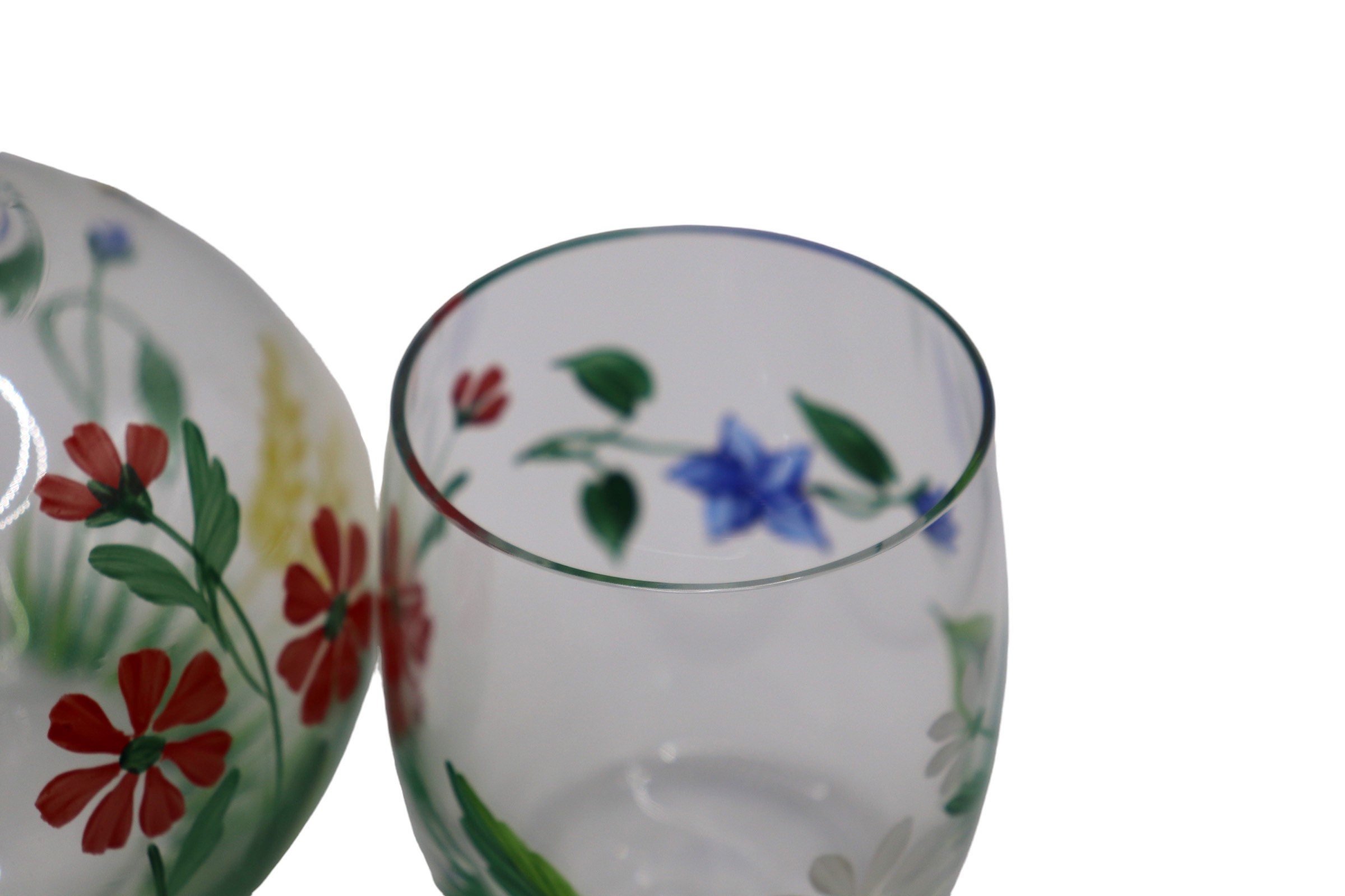 Hand-Painted Color Swirl Glass Carafe Duo and Double-Wall