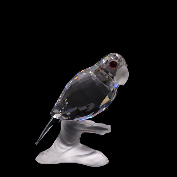 Swarovski Crystal “Up In The Air” Collection - Parrot on Frosted Branch Figurine