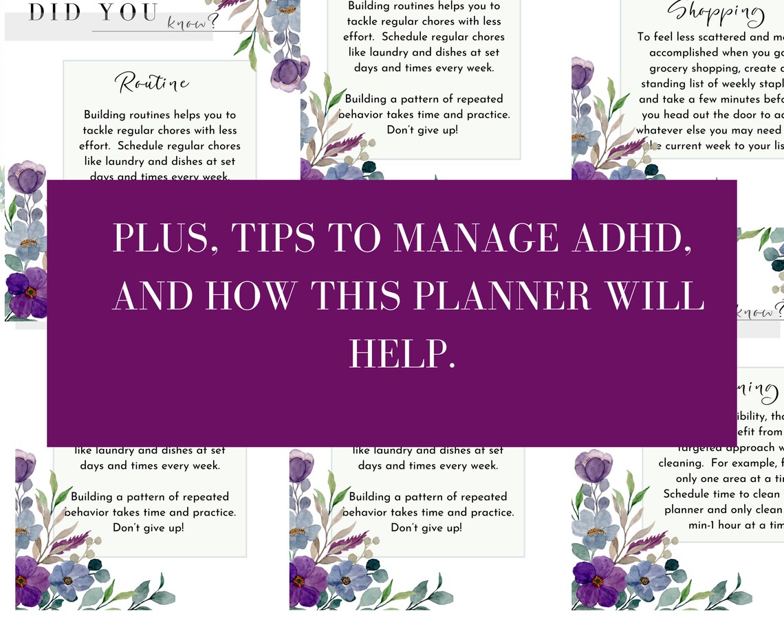 ADHD Planner ADHD Digital Planner ADHD Planner Printable Etsy