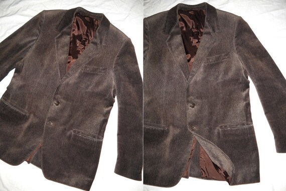 Mens chocolate brown vintage velvet blazer jacket