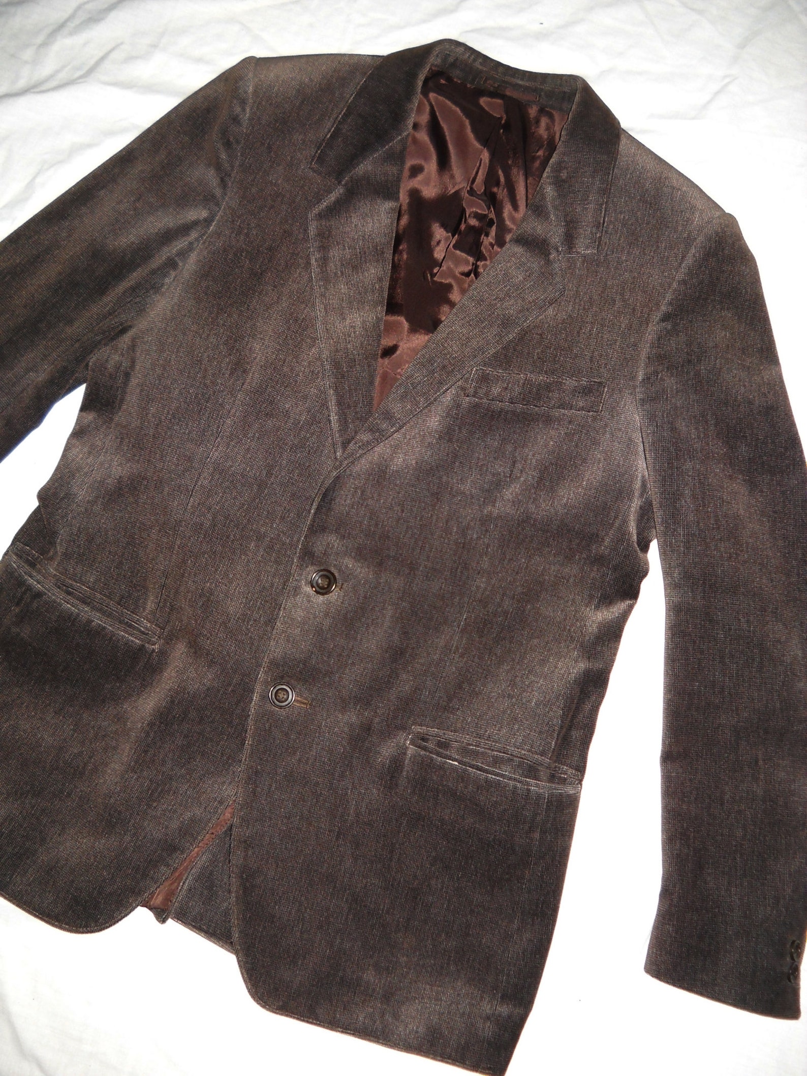 Mens chocolate brown vintage velvet blazer jacket sportscoat M | Etsy