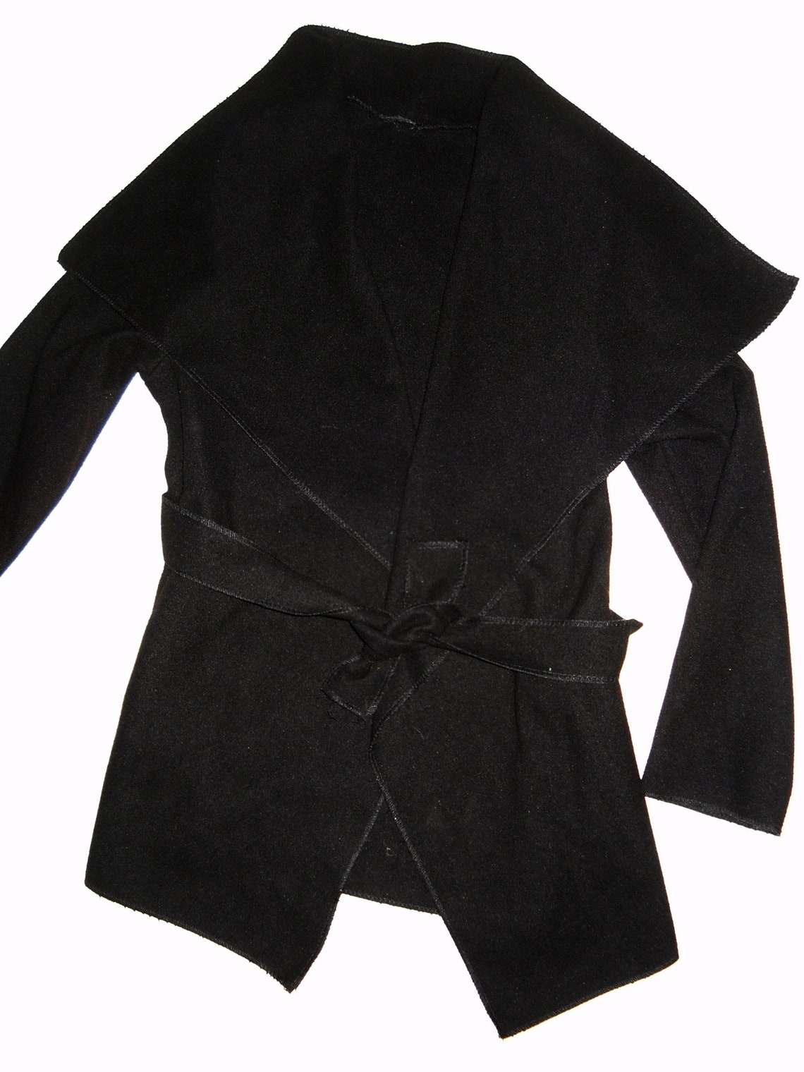 Womens vintage black asymmetric robe jacket coat S stylish Etsy
