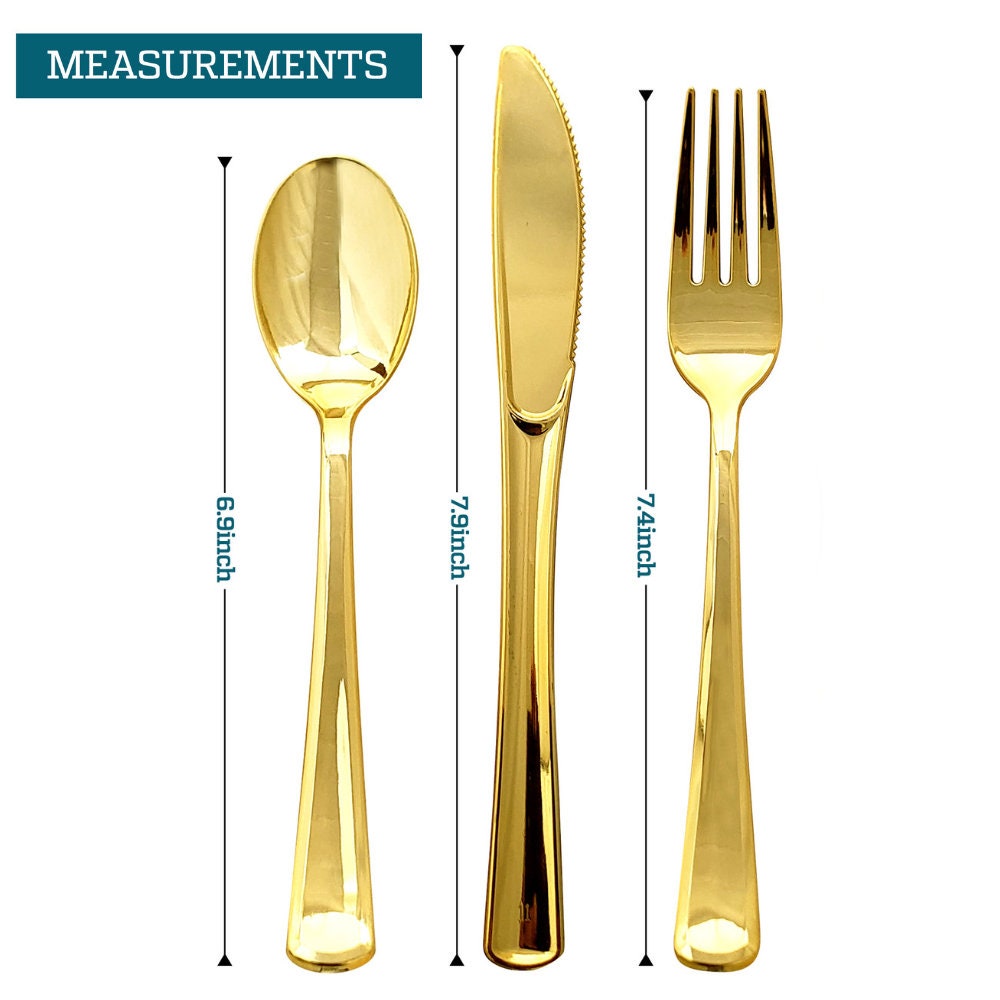 300 Piece Gold Plastic Silverware Set Includes 100 Forks Etsy