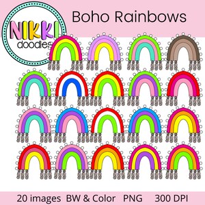 Boho Tassel Rainbow Digital Clipart