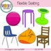 Flexible classroom seating, chairs, chairs, bean bag, school, virtual classroom, digital furniture, stool, yoga ball, clipart, graphic art 