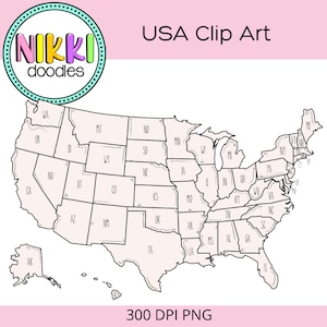 DIGITAL United States Map Clipart