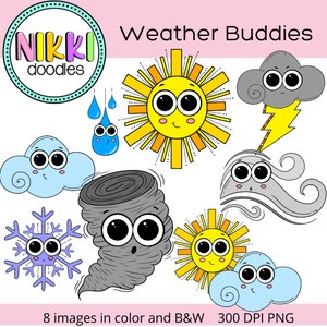 Weather Clip Art, Sunny, Sunshine, Clouds, Storm, Rain, Snow, Wind, Tornado, Nature
