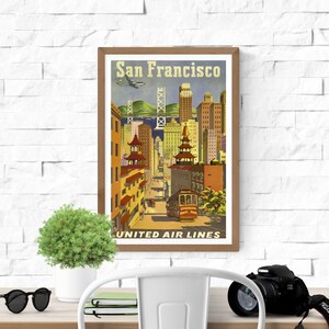 Vintage/ Retro Style United Airlines San Francisco Travel Poster