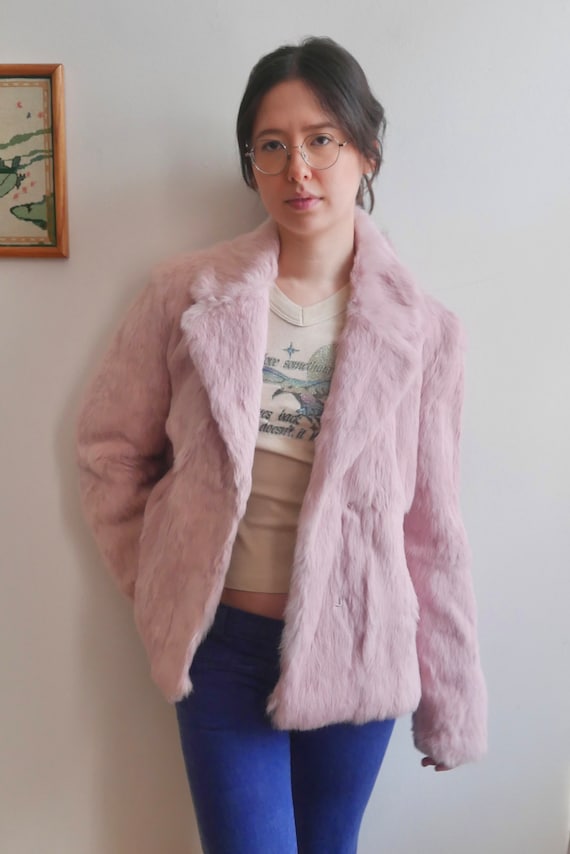 Y2k Pink Genuine Rabbit Fur Jacket XOXO brand