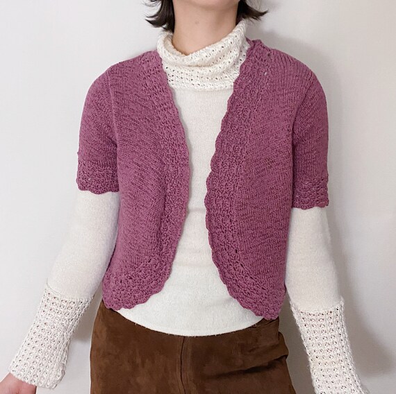 vintage 90’s lilac crocheted cropped cardigan