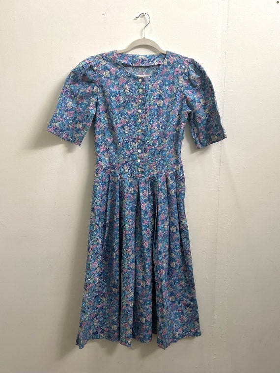 60’s Blueberry & Purple Floral Handmade Dress - image 4