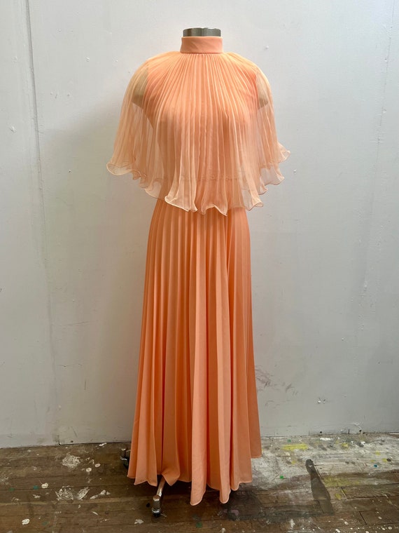 1960s/70s orange creamsicle flower print shirt dress … Gem