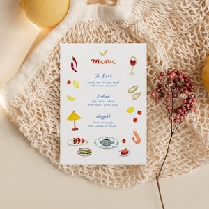 OLIVIA : modèle de conception de menu bricolage dessiné à la main, imprimable, téléchargement immédiat 1 5 x 7 po.
