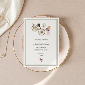 HARPER: Hand Drawn Customizable, Printable, Instant Download DIY 5&quot;x7&quot; Breakfast Invitation Design Template