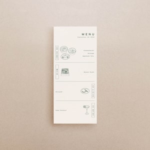 YUMI: Modelo de design de menu DIY 4 "x9" desenhado à mão, personalizável, para impressão e download instantâneo