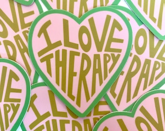 I Love Therapy Waterproof Vinyl Sticker