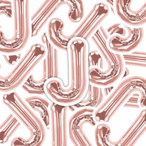 Adesivo de vinil à prova d'água com letra J em balão de ouro rosa