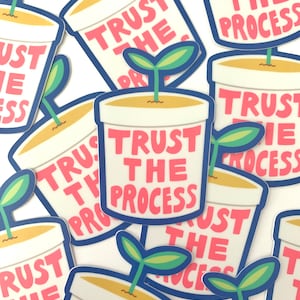 Autocollant en vinyle imperméable bleu Trust the Process