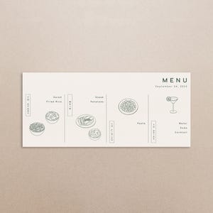YUMI: Handgezeichnet anpassbare, druckbare, sofortige Download DIY 9 "x 4" Menü-Design-Vorlage