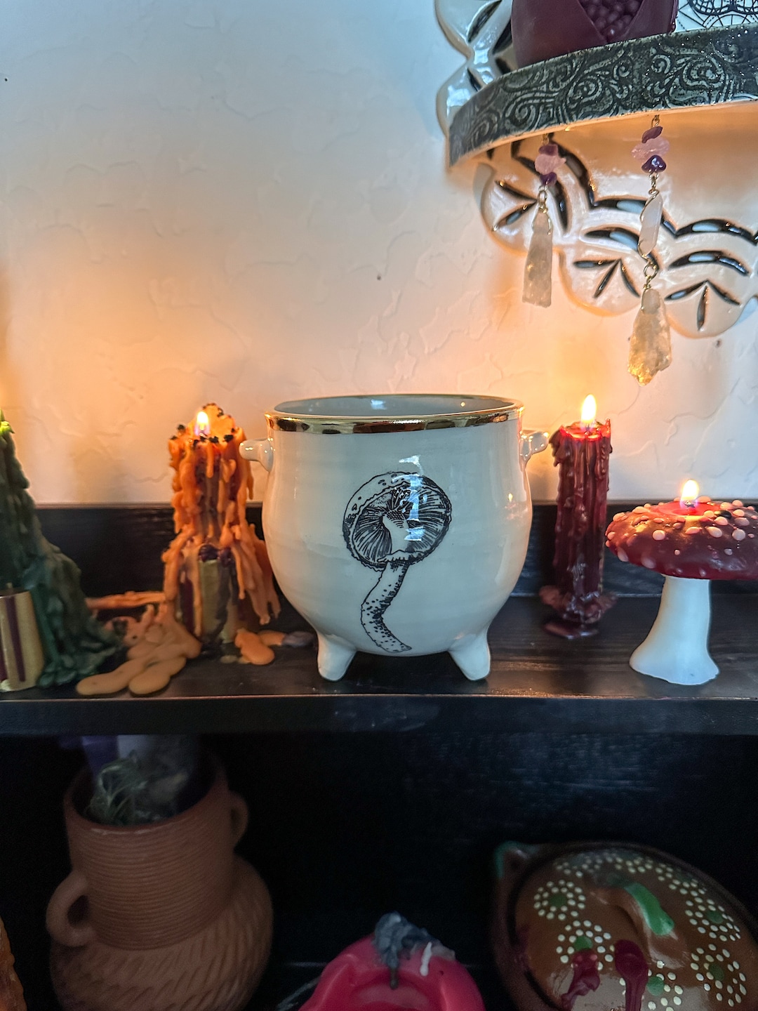 Cauldron Ceramic Cauldron Mushroom Cauldron Witch Tools Etsy