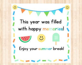 Happy Summer Break Gift Tag | End of Year Printable (Digital Download)
