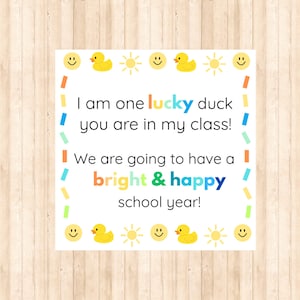 Lucky Duck Gift Tag: Meet the Teacher Printable (Digital Download, 3 Sizes)