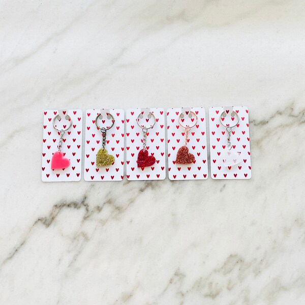 Heart Glitter Keychain Etsy