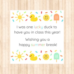 Lucky Duck Summer Break-cadeaukaartje | Cadeaukaartje Happy Summer Break | Digitaal Lucky Duck-cadeaukaartje | Afdrukbare zomervakantie | Zomertag