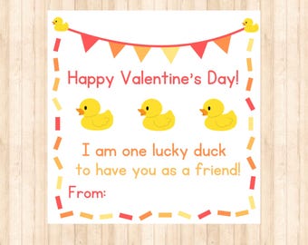 Lucky Duck Valentine's Gift Tag | Printable Classroom Valentines (Digital Download)