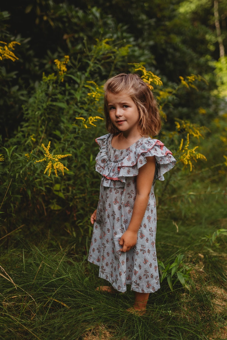 MITHRA Girls Summer Dress, Girls Floral Dress, Summer Dress, Flower girl dress image 1