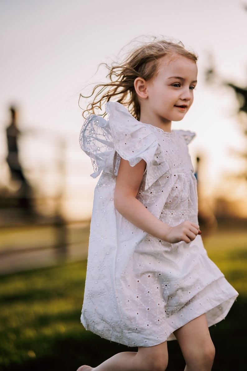 KAI Girls Summer Dress, Girls Floral Dress, Summer Dress, Flower girl dress, Eyelet Dress image 3