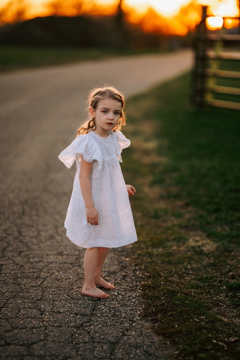 KAI Girls Summer Dress, Girls Floral Dress, Summer Dress, Flower girl dress, Eyelet Dress image 4