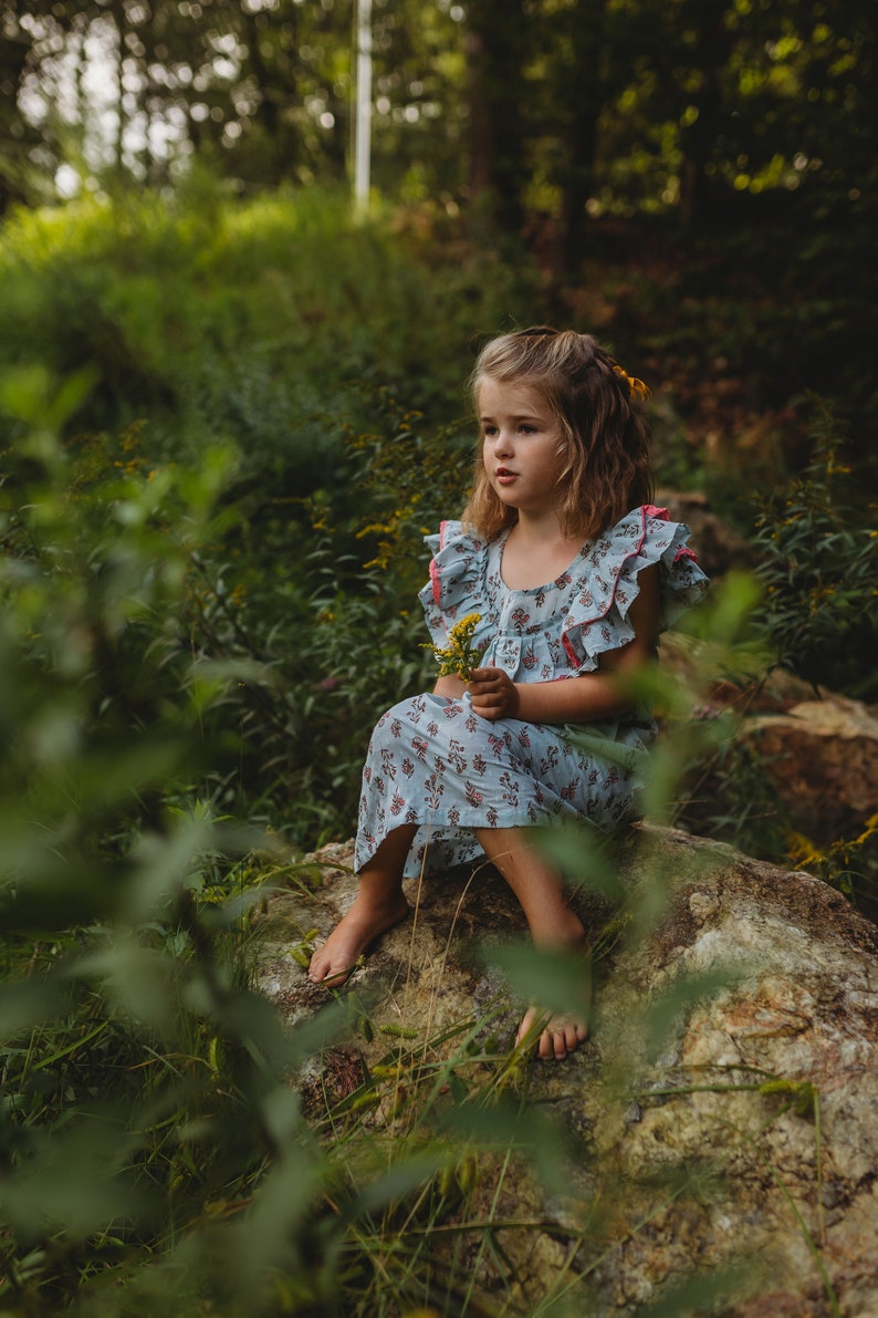 MITHRA Girls Summer Dress, Girls Floral Dress, Summer Dress, Flower girl dress image 2