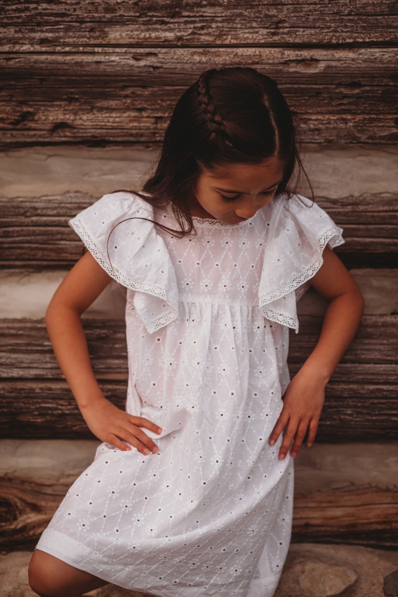 KAI Girls Summer Dress, Girls Floral Dress, Summer Dress, Flower girl dress, Eyelet Dress image 6