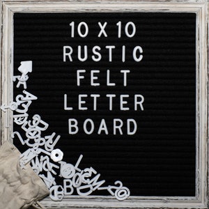 Felt Letter Board - 10X10 Rustic Natural Oak Frame, 460 PRECUT Changeable Letters, 2 Canvas Bags, Stand.