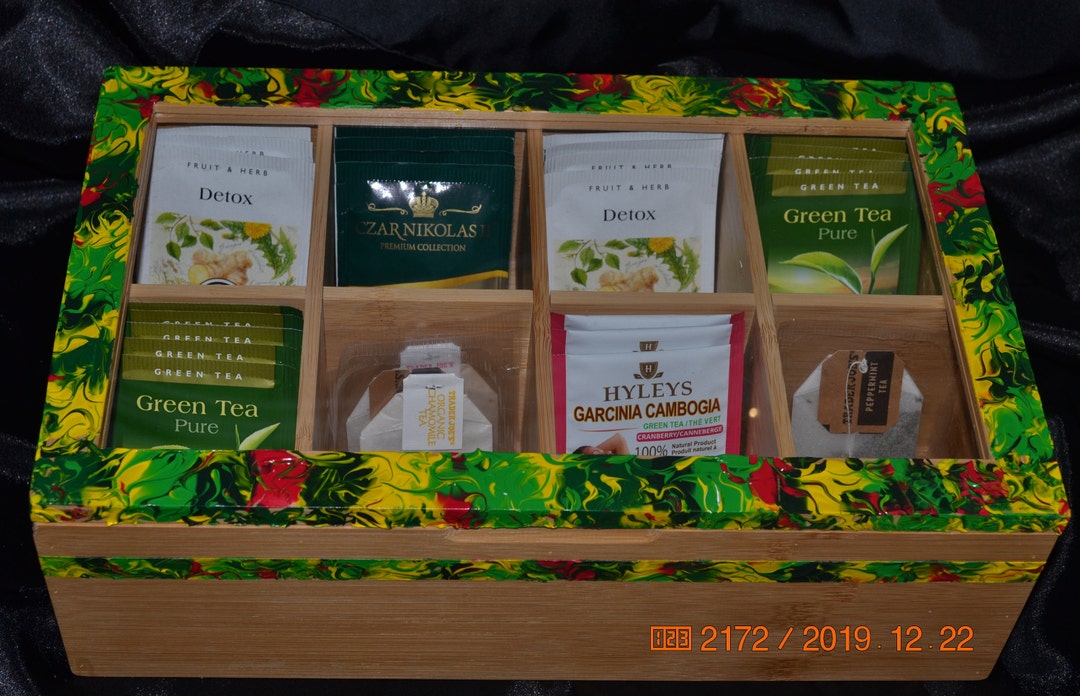Tea Box With Glass Cover, Handpainted Around the Glass - Etsy